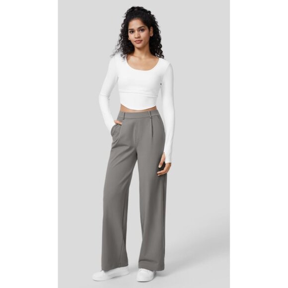 Halara NWT High Waisted Plicated Side Pocket Straight Leg Work Pants Sz XL Tall - Picture 8 of 10